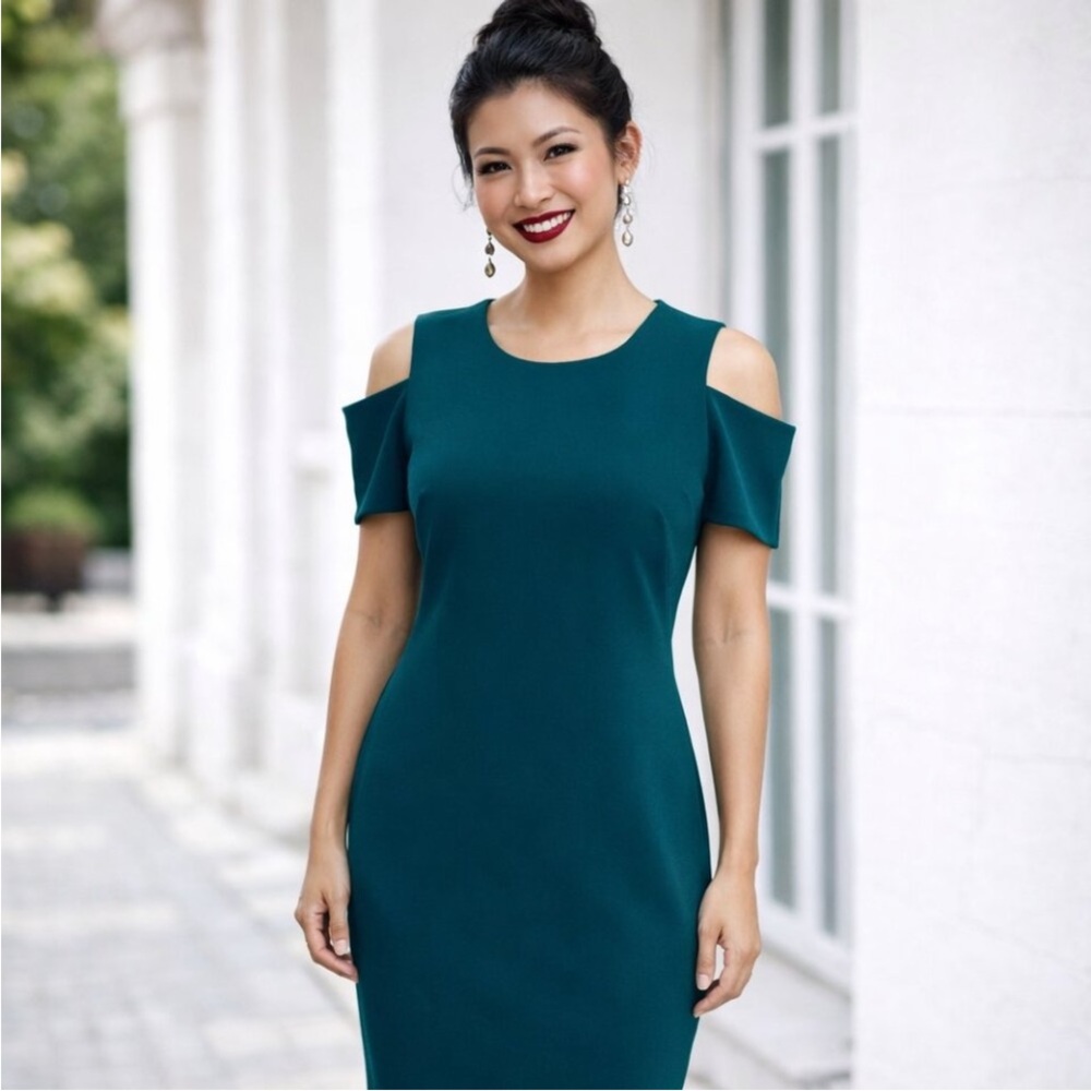 Tommy Hilfiger Dark Teal Cold Shoulder Dress Size 8 NWT